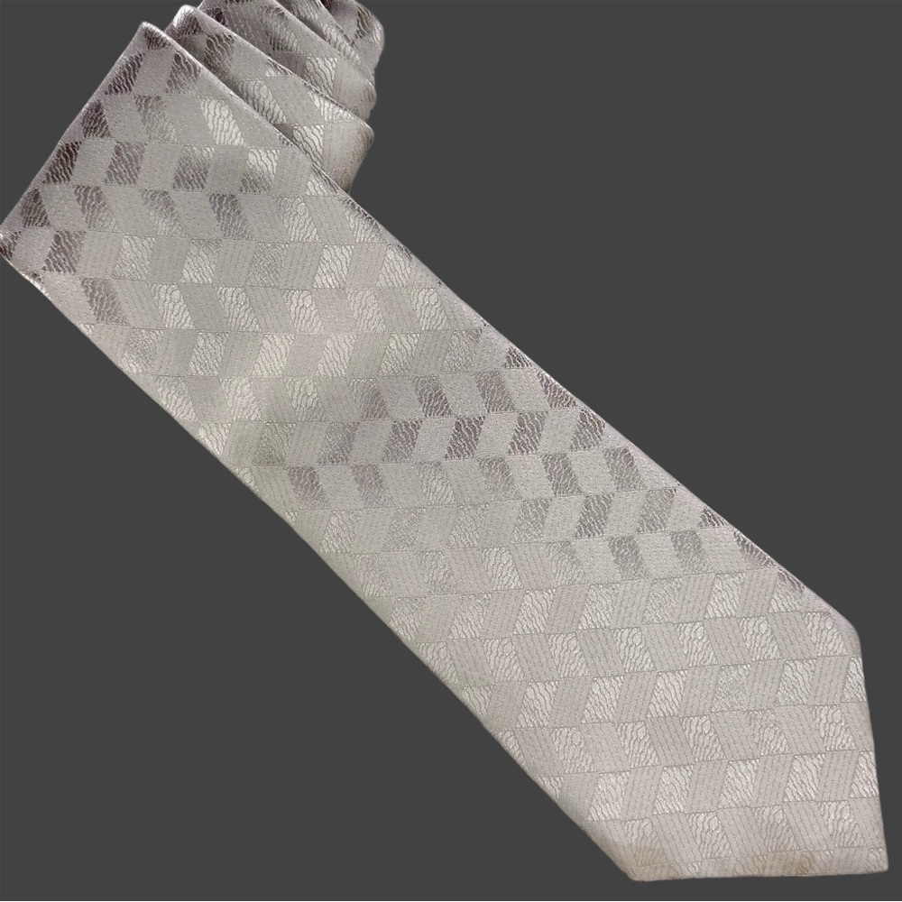 Vintage Don Loper Beverly Hills Silver Checkered Neck Tie
